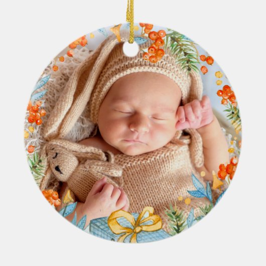 Gepersonaliseerde eerste Kerstmis als grootouders Keramisch Ornament (Achterkant)