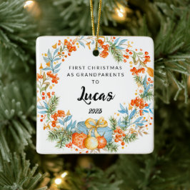 Gepersonaliseerde eerste Kerstmis als grootouders Keramisch Ornament