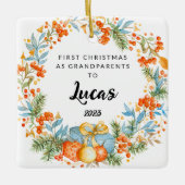Gepersonaliseerde eerste Kerstmis als grootouders Keramisch Ornament (Voorkant)