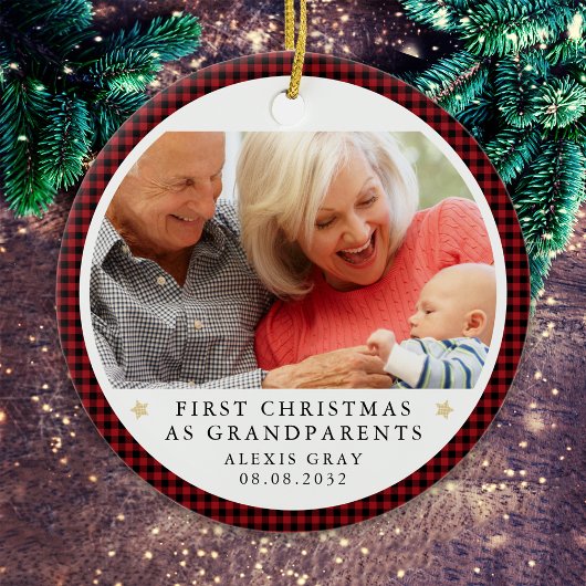 Gepersonaliseerde Eerste Kerstmis als grootouders  Keramisch Ornament