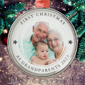 Gepersonaliseerde Eerste Kerstmis als grootouders  Metalen Ornament