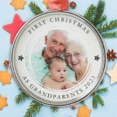 Gepersonaliseerde Eerste Kerstmis als grootouders  Metalen Ornament
