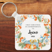 Gepersonaliseerde eerste Kerstmis als grootouders Sleutelhanger (Voorkant)