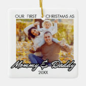 Gepersonaliseerde eerste Kerstmis als mama en papa Keramisch Ornament (Voorkant)