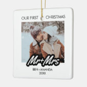 Gepersonaliseerde Eerste Kerstmis als Mr en Mrs Fo Keramisch Ornament (Links)