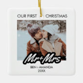 Gepersonaliseerde Eerste Kerstmis als Mr en Mrs Fo Keramisch Ornament (Voorkant)
