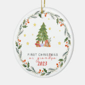 Gepersonaliseerde Eerste Kerstmis als Opa Keramisch Ornament (Links)