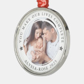 Gepersonaliseerde Eerste Kerstmis als Ouders Foto Metalen Ornament (Links)