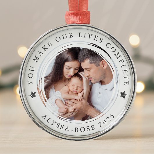 Gepersonaliseerde Eerste Kerstmis als Ouders Foto Metalen Ornament