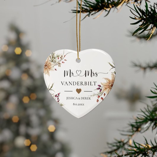 Gepersonaliseerde Eerste Kerstmis Getrouwd Keepsak Keramisch Ornament