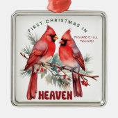 Gepersonaliseerde eerste Kerstmis in de hemel Metalen Ornament (Voorkant)