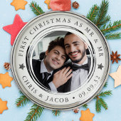 Gepersonaliseerde Eerste Kerstmis Mr & Mr Foto Metalen Ornament