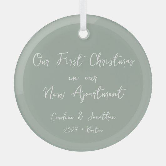Gepersonaliseerde Eerste Kerstmis Nieuwe Apparteme Glas Ornament (Voorkant)