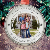 Gepersonaliseerde Eerste Kerstmis Nieuwe Thuis Fot Metalen Ornament