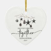 Gepersonaliseerde Eerste Kerstmis samen Namen Keramisch Ornament (Voorkant)