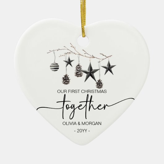 Gepersonaliseerde Eerste Kerstmis samen Namen Keramisch Ornament (Voorkant)