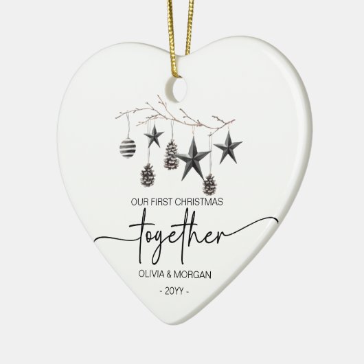 Gepersonaliseerde Eerste Kerstmis samen Namen Keramisch Ornament (Links)