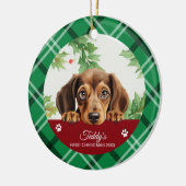 Gepersonaliseerde Eerste Kerstmis van de Dachshund Keramisch Ornament (Links)