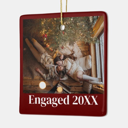 Gepersonaliseerde eerste Kerstmis verloofd paar ro Keramisch Ornament (Links)