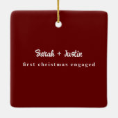 Gepersonaliseerde eerste Kerstmis verloofd paar ro Keramisch Ornament (Achterkant)