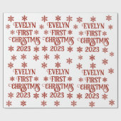 Gepersonaliseerde eerste kersttekst cadeaupapier (Vlak)