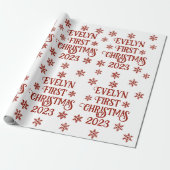 Gepersonaliseerde eerste kersttekst cadeaupapier (Uitgerold)