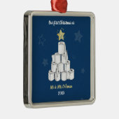 Gepersonaliseerde eerste kersttoiletpapier metalen ornament (Rechts)