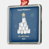 Gepersonaliseerde eerste kersttoiletpapier metalen ornament (Links)