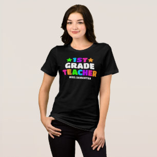 Gepersonaliseerde eerste klas lerarennaam Tri-Blend shirt