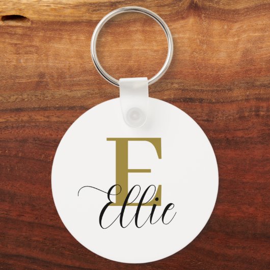 Gepersonaliseerde eerste letter en naam Keepsake Sleutelhanger (Voorkant)