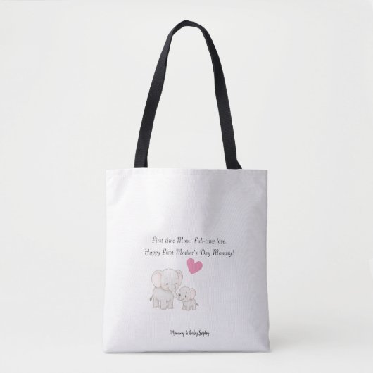 Gepersonaliseerde eerste Moederdag cadeau | Baby e Tote Bag (Voorkant)