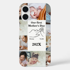 Gepersonaliseerde eerste Moederdag fotocollage iPhone 16 Hoesje