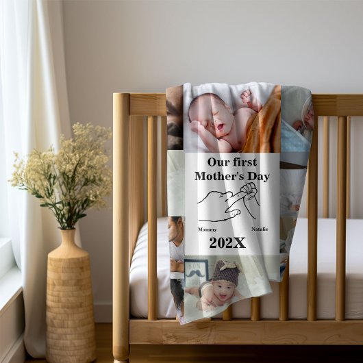 Gepersonaliseerde eerste Moederdag fotocollage Fleece Deken