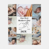 Gepersonaliseerde eerste Moederdag fotocollage Fleece Deken (Voorkant)