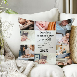 Gepersonaliseerde eerste Moederdag fotocollage Kussen