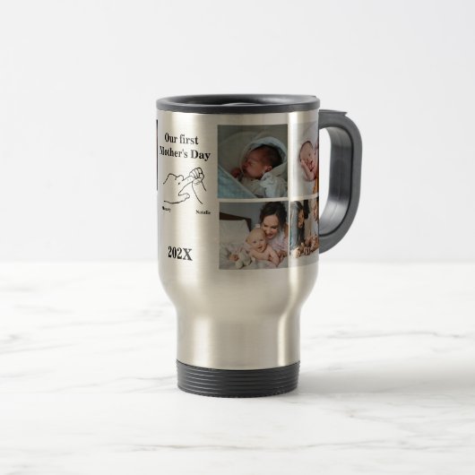 Gepersonaliseerde eerste Moederdag fotocollage Reisbeker (Voorkant rechts)