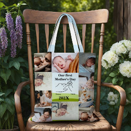 Gepersonaliseerde eerste Moederdag fotocollage Tote Bag