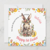 Gepersonaliseerde eerste paaskonijn, 1e paaskonijn feestdagenkaart (Voorkant)