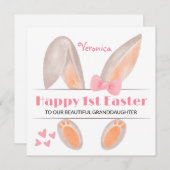 Gepersonaliseerde eerste paaskonijn, 1e paaskonijn feestdagenkaart (Voorkant / Achterkant)