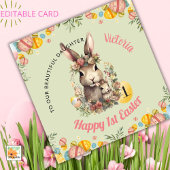 Gepersonaliseerde eerste paaskonijn, 1e paaskonijn feestdagenkaart