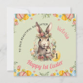 Gepersonaliseerde eerste paaskonijn, 1e paaskonijn feestdagenkaart (Voorkant)