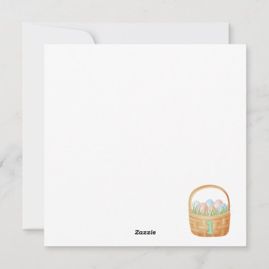 Gepersonaliseerde eerste paaskonijn, 1e paaskonijn feestdagenkaart (Achterkant)