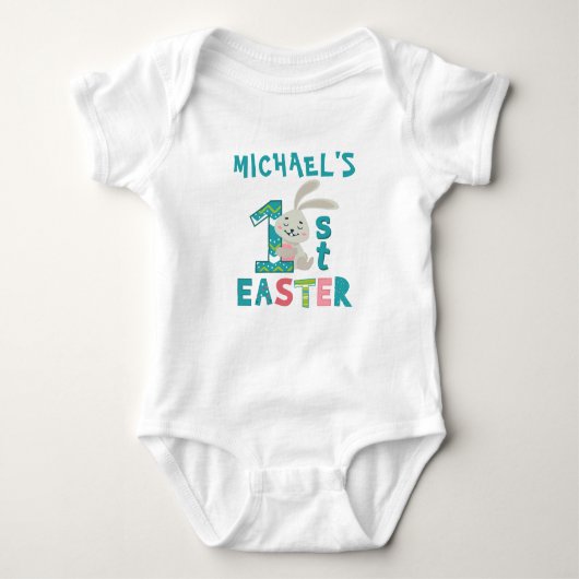 Gepersonaliseerde eerste paasnaam Bunny Romper (Voorkant)