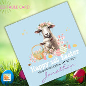 Gepersonaliseerde Eerste Pasen Kaart, 1e BLAUW Lam Feestdagenkaart