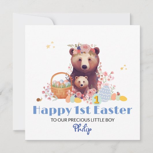 Gepersonaliseerde Eerste Pasen Kaart, 1e Pasen Bee Feestdagenkaart (Voorkant)