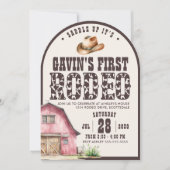 Gepersonaliseerde eerste Rodeo Arched 1e verjaarda Kaart (Voorkant)