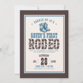 Gepersonaliseerde eerste Rodeo Blue Boys 1st Birth Kaart (Voorkant)