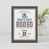 Gepersonaliseerde eerste Rodeo Blue Boys 1st Birth Kaart (Staand voorkant)