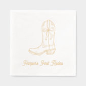 Gepersonaliseerde eerste Rodeo Verjaardag Gouden s Folie Servetten (Voorkant)