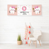 Gepersonaliseerde Eerste Tand meisje party decorat Spandoek (Insitu)